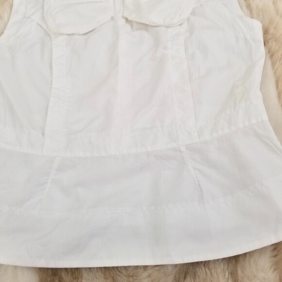 MARC JACOBS Peplum Bow Tie Top Sleevess Blouse White Preppy Minimal Quiet Luxury - Picture 6 of 11